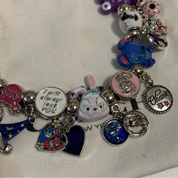 Pandora Pink Leather Bracelet Wrap Twice /Necklace Disney Cartoon Figure Charms - Picture 10 of 12